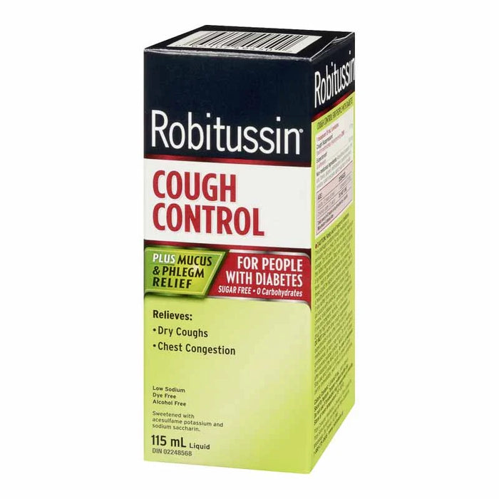 Robitussin DM Cough Control for People with Diabetes - Sugar Free Plus Mucus & Phlegm Relief