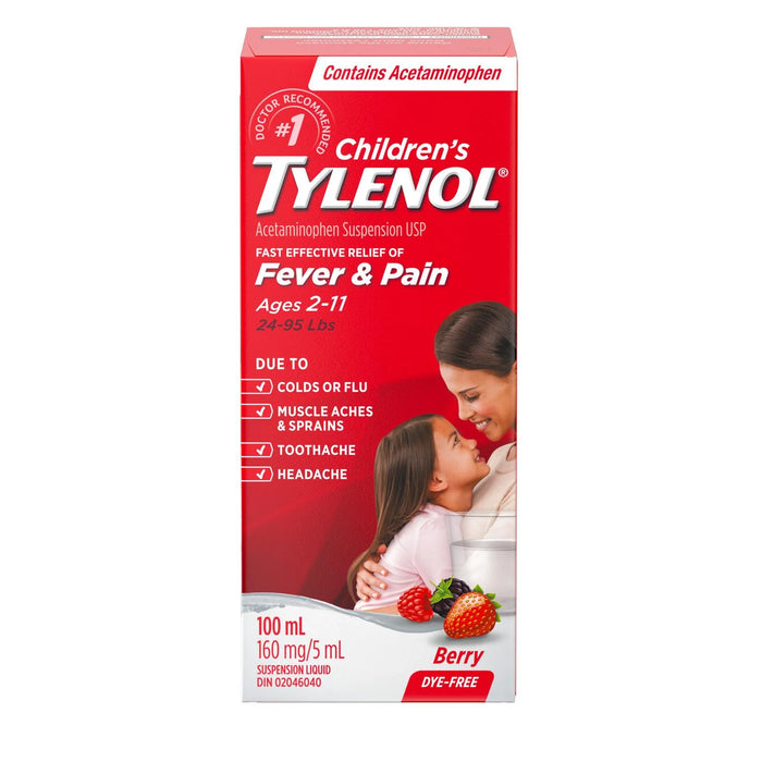 Children's Tylenol Fever & Pain - Dye Free Berry (English Only)