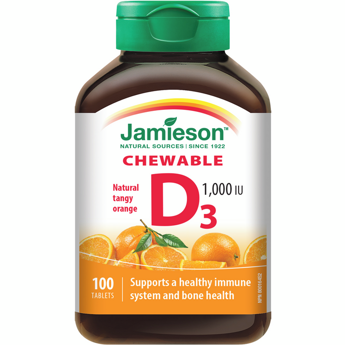 Jamieson Chewable Vitamin D 1000 IU - Natural Tangy Orange