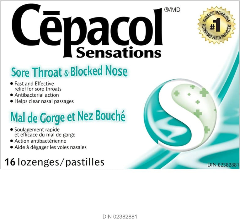 Cepacol Sensations Sore Throat & Blocked Nose Lozenges