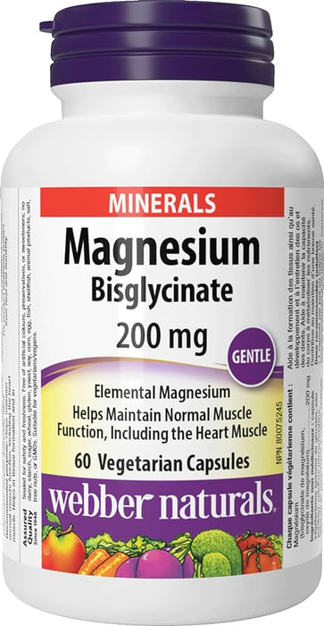 Webber Naturals Magnesium Bisglycinate 200 mg Vegetarian Capsules