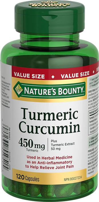 Nature's Bounty Turmeric 450mg Curcumin Value Size