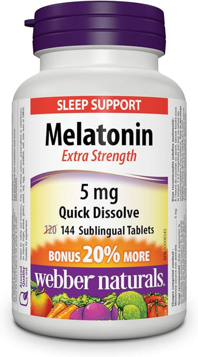 Webber Naturals Melatonin Extra Strength 5 mg Quick Dissolve Tablets - Bonus Pack