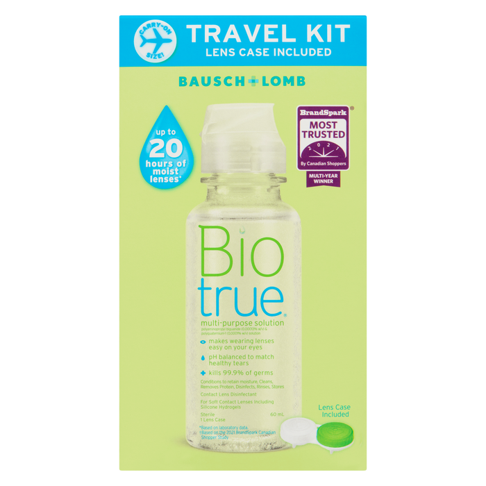 Kit de voyage pour solution multi-usages Biotrue 60 ml