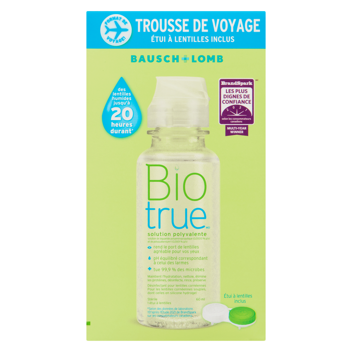 Kit de voyage pour solution multi-usages Biotrue 60 ml