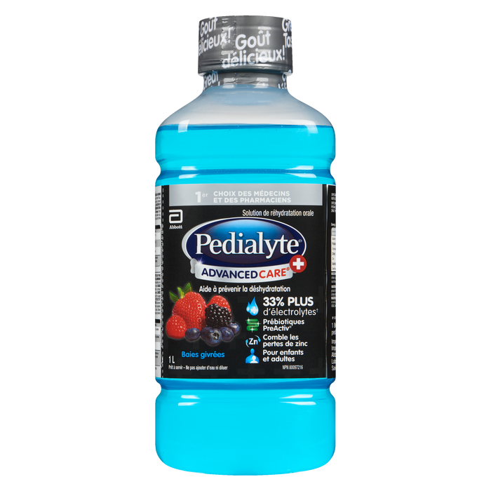 Pedialyte Advanced Care + Solution de réhydratation orale Baies givrées 1 L