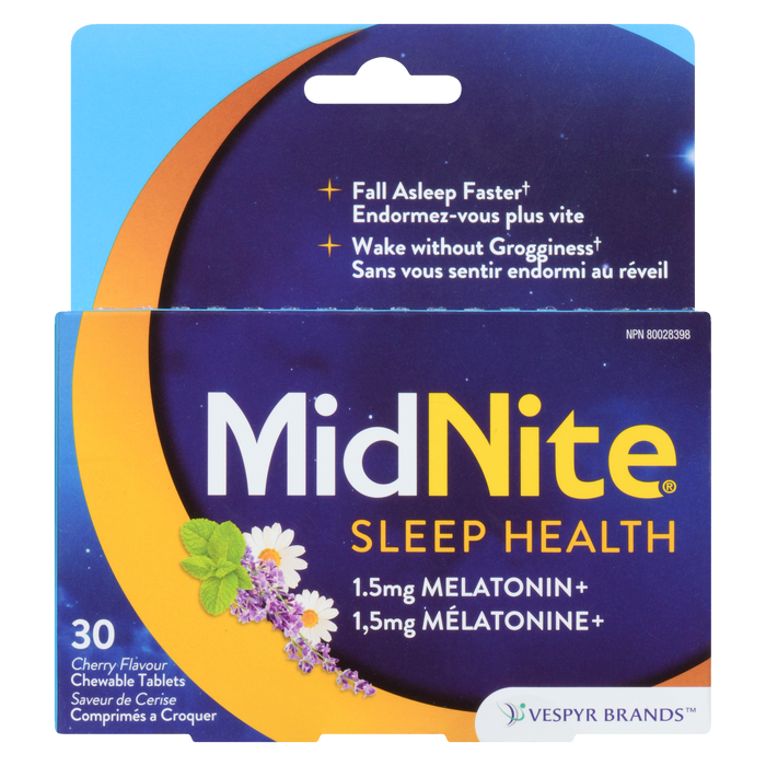 MidNite saveur cerise 1,5 mg mélatonine+ 30 comprimés à croquer