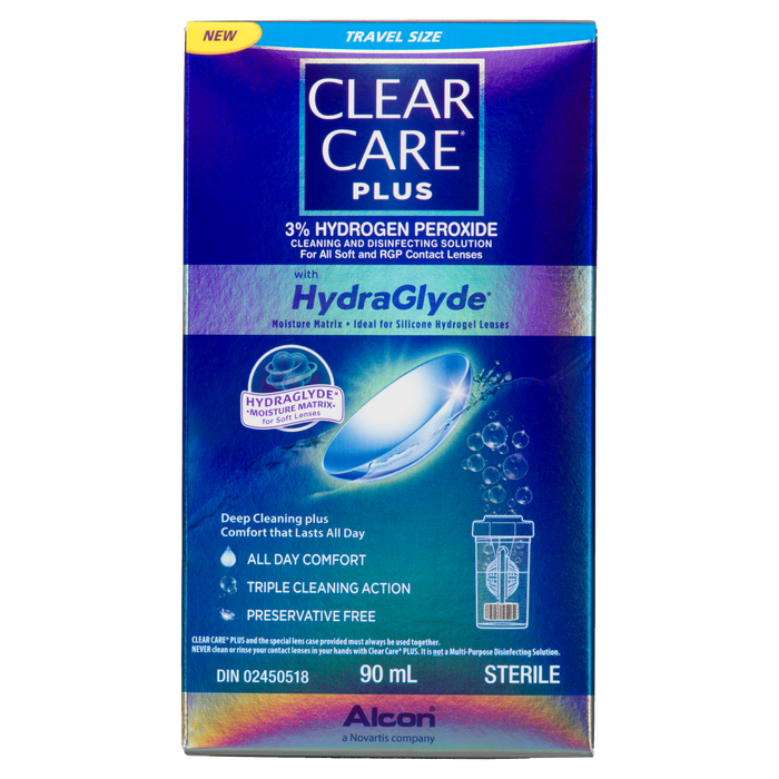 Solution nettoyante et désinfectante Clear Care Plus 3% de peroxyde d'hydrogène 90 ml