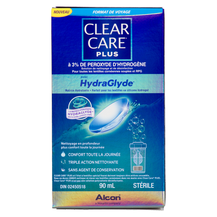 Solution nettoyante et désinfectante Clear Care Plus 3% de peroxyde d'hydrogène 90 ml