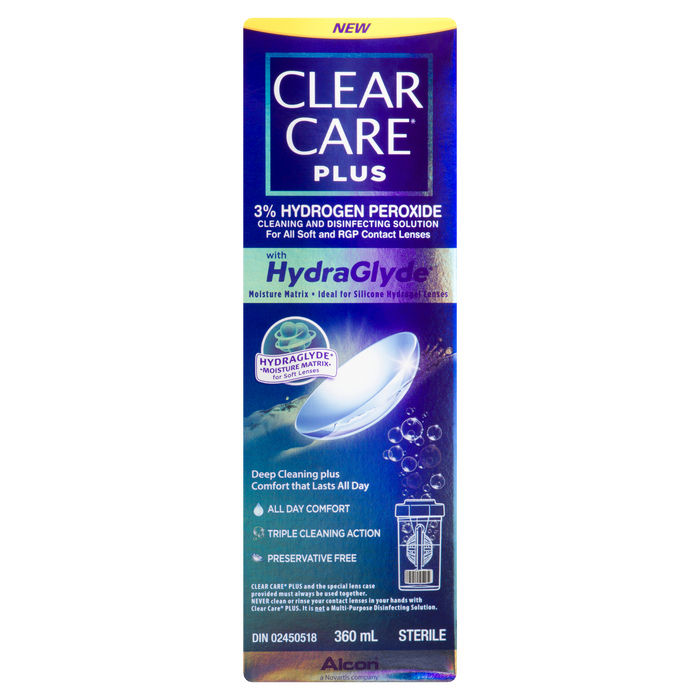 Solution nettoyante et désinfectante Clear Care Plus 3% de peroxyde d'hydrogène 360 ​​ml