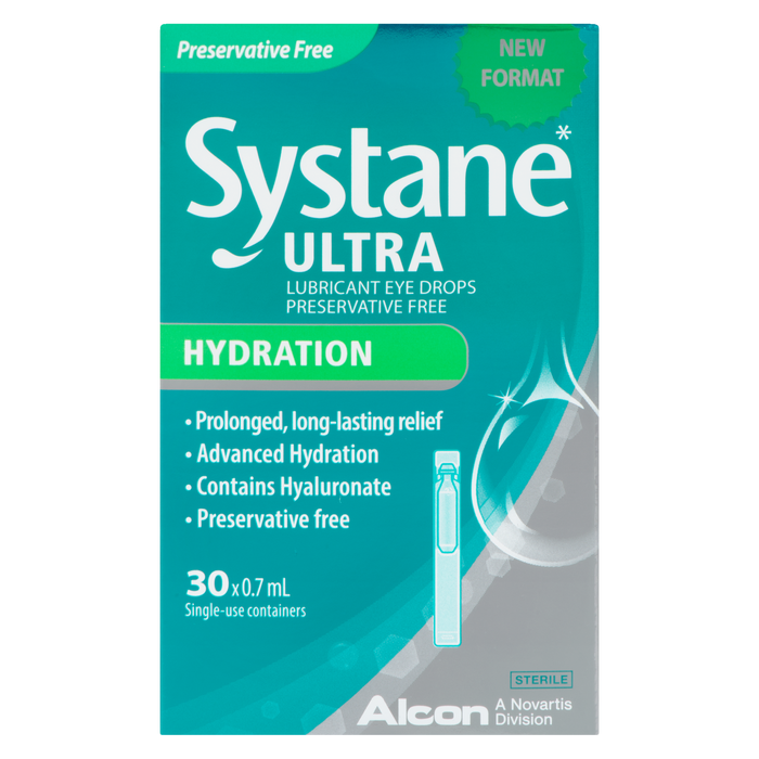 Systane Ultra Lubricant Eye Drops Preservative Free Hydration 30 Single-Use Containers x 0.7 ml