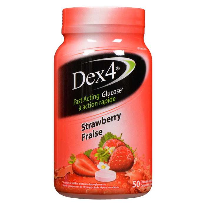 Dex4 Glucose à action rapide Fraise 50 comprimés à croquer