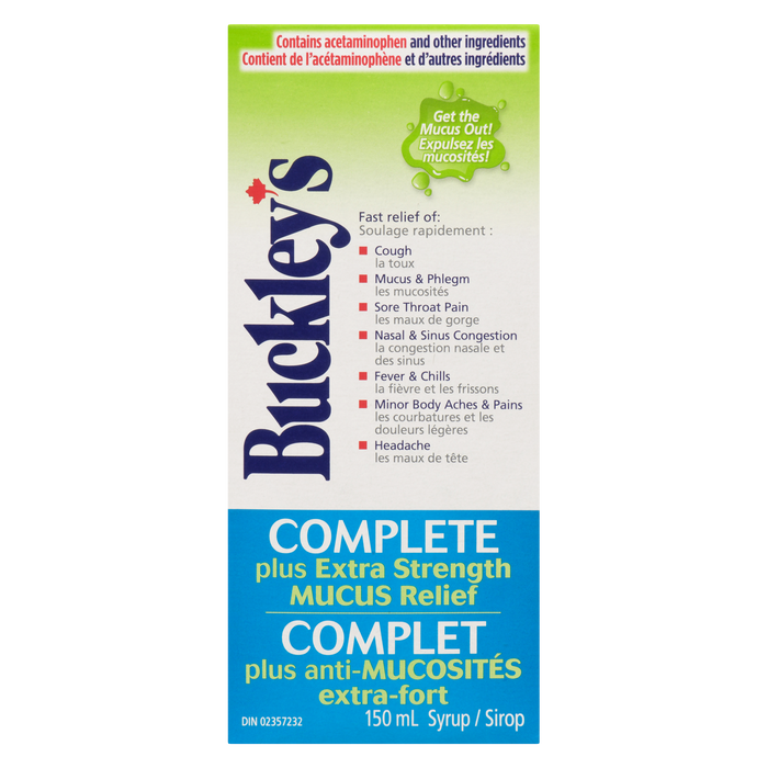 Sirop complet Buckley's Plus Extra Strength pour soulager les mucosités 150 ml