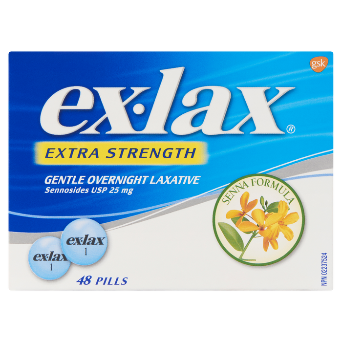 Ex-Lax Gentle Overnight Laxative Extra Strength 48 Pills