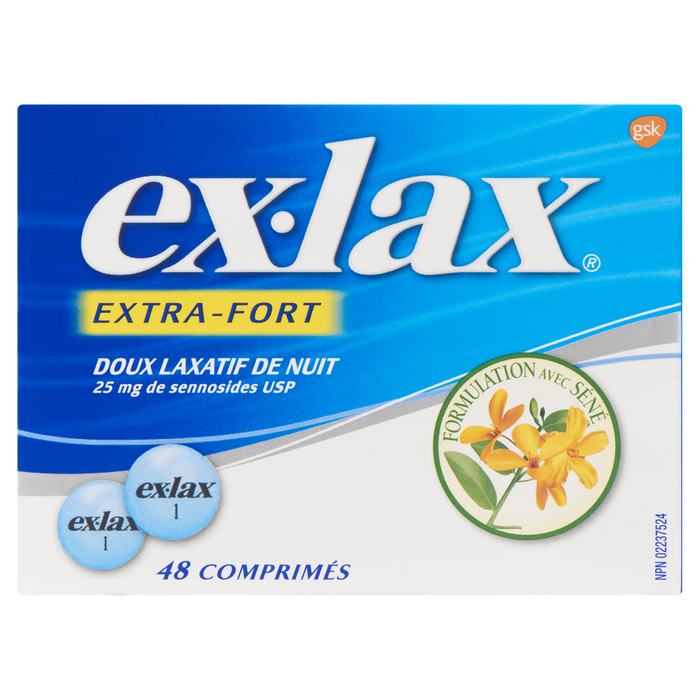 Ex-Lax Laxatif doux de nuit extra fort 48 comprimés