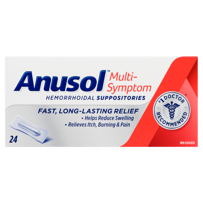 Suppositoires hémorroïdaires Anusol Multi-Symptom 24