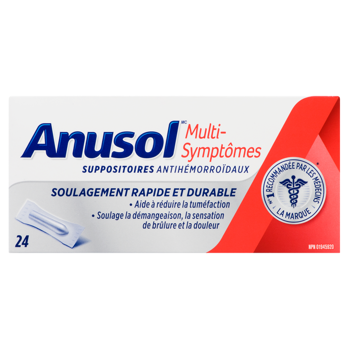 Suppositoires hémorroïdaires Anusol Multi-Symptom 24