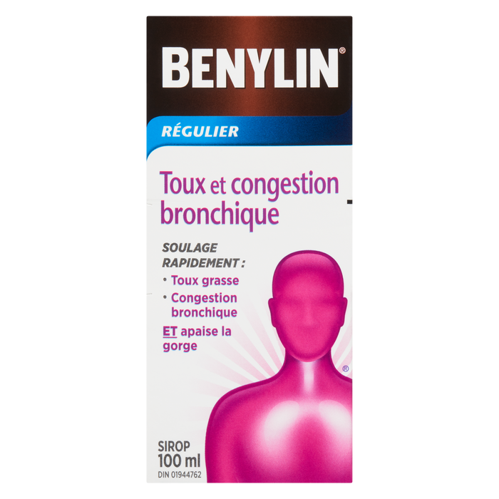 Sirop Benylin contre la toux et la congestion thoracique, concentration régulière, 100 ml