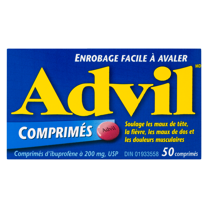 Comprimés d'ibuprofène Advil USP 200 mg 50 comprimés