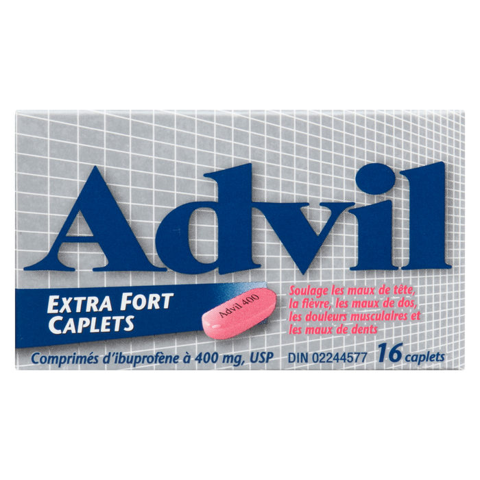 Comprimés d'ibuprofène Advil USP 400 mg, capsules extra-fortes, 16 capsules