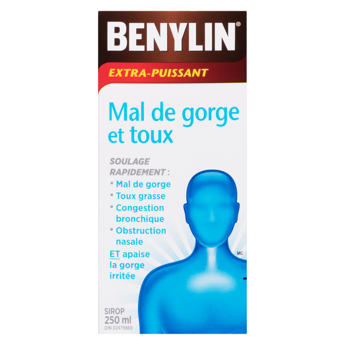 Sirop Benylin contre les maux de gorge et la toux extra fort 250 ml