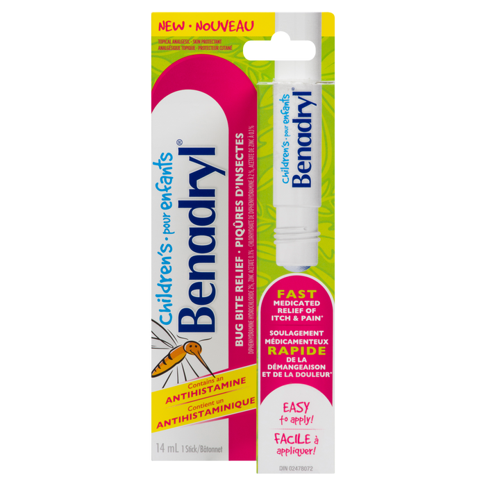 Benadryl Soulagement des piqûres d'insectes pour enfants 1 bâton 14 ml