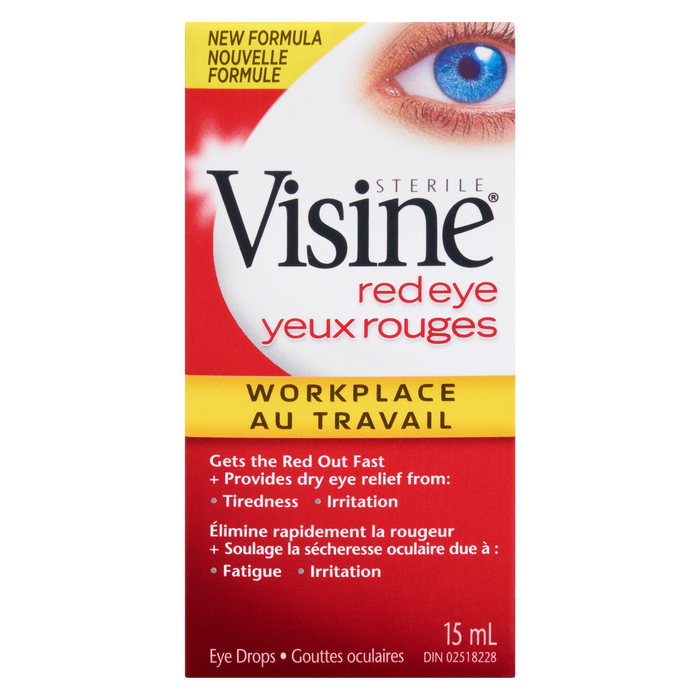 Visine Eye Drops Sterile Red Eye Workplace 15 ml
