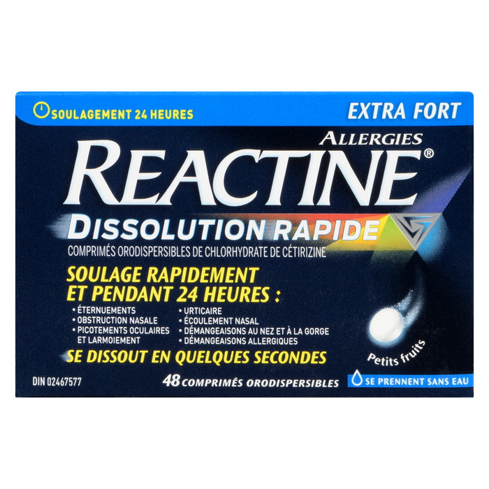 Reactine Allergy Mélange de baies Extra Fort 48 Comprimés à dissoudre