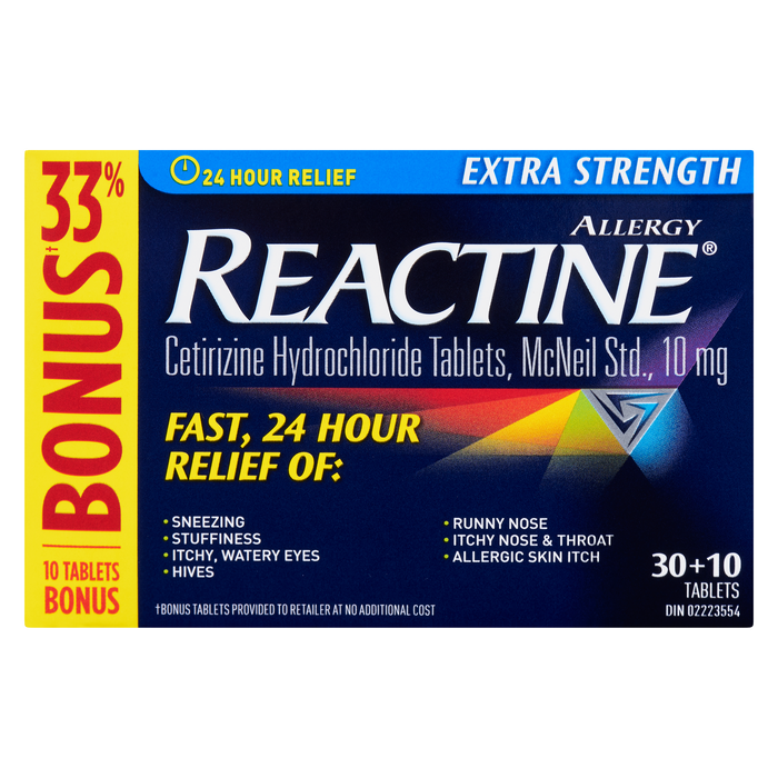 Reactine Allergy Extra Fort 30 + 10 Comprimés