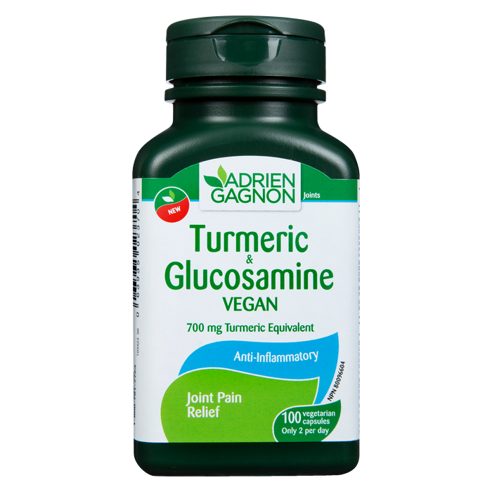 Adrien Gagnon Turmeric & Glucosamine 700 mg Turmeric Equivalent 100 Vegetarian Capsules