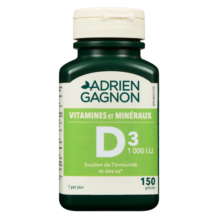 Adrien Gagnon D3 1,000 I.U. 150 Softgels