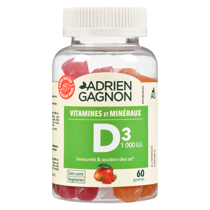 Adrien Gagnon D3 1,000 I.U. Sugar Free 60 Gummies