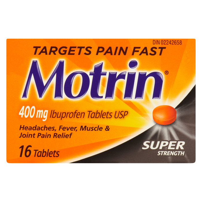 Comprimés d'ibuprofène Motrin USP 400 mg Super Strength 16 comprimés