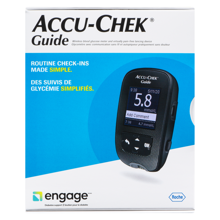 Accu-Chek Guide Lecteur de glycémie sans fil et dispositif de ponction pratiquement sans douleur