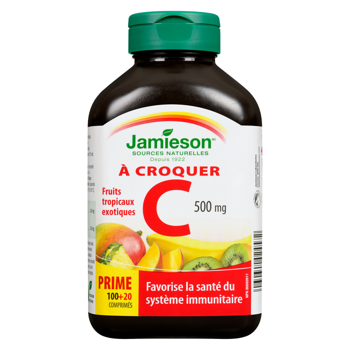 Jamieson Chewable Exotic Tropical Fruit C 500 mg 100+20 Tablets