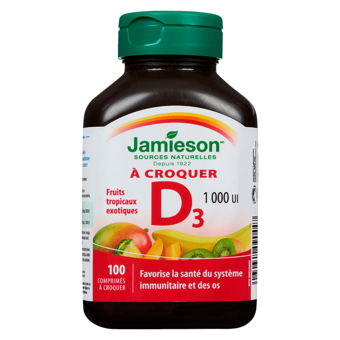 Jamieson D₃ Chewable Exotic Tropical Fruit 1,000 IU 100 Chewable Tablets