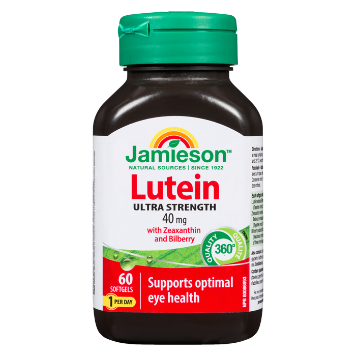 Jamieson Lutéine Ultra Strength 40 mg avec zéaxanthine et myrtille 60 gélules