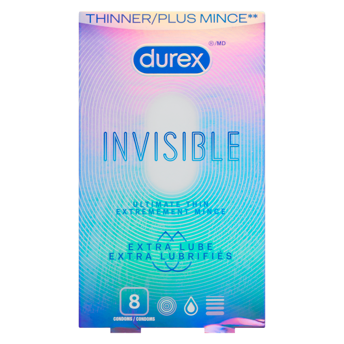 Durex Invisible Ultimate Thin Extra Lube 8 Préservatifs