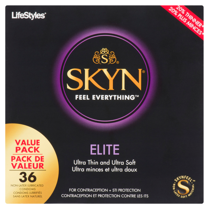 Pack économique de 36 préservatifs lubrifiés sans latex Skyn ​​Elite de LifeStyles