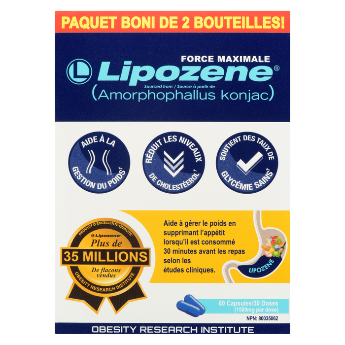 Pack bonus Lipozene 2 bouteilles 60 capsules