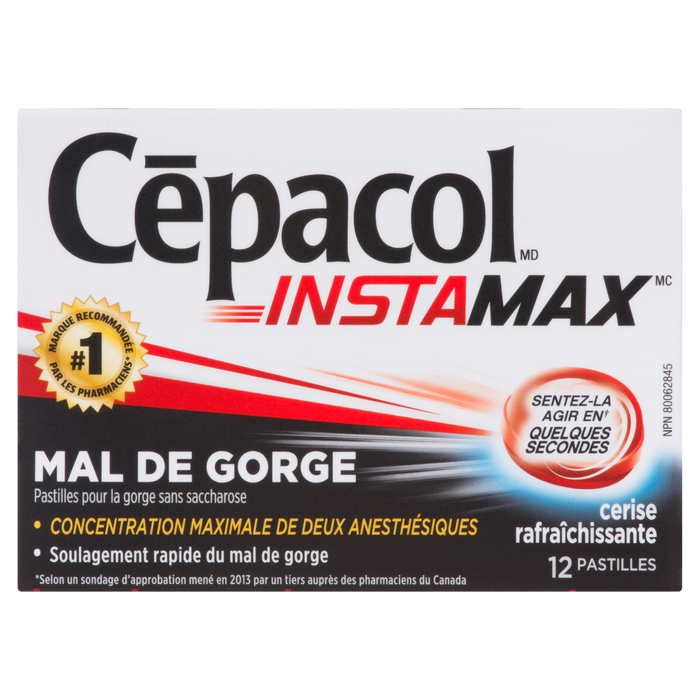 Cēpacol Instamax Mal de gorge Cerise arctique 12 pastilles