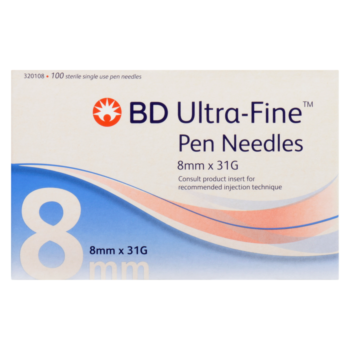 BD Ultra-Fine Pen Needles 320108 100 Sterile Single Use Pen Needles