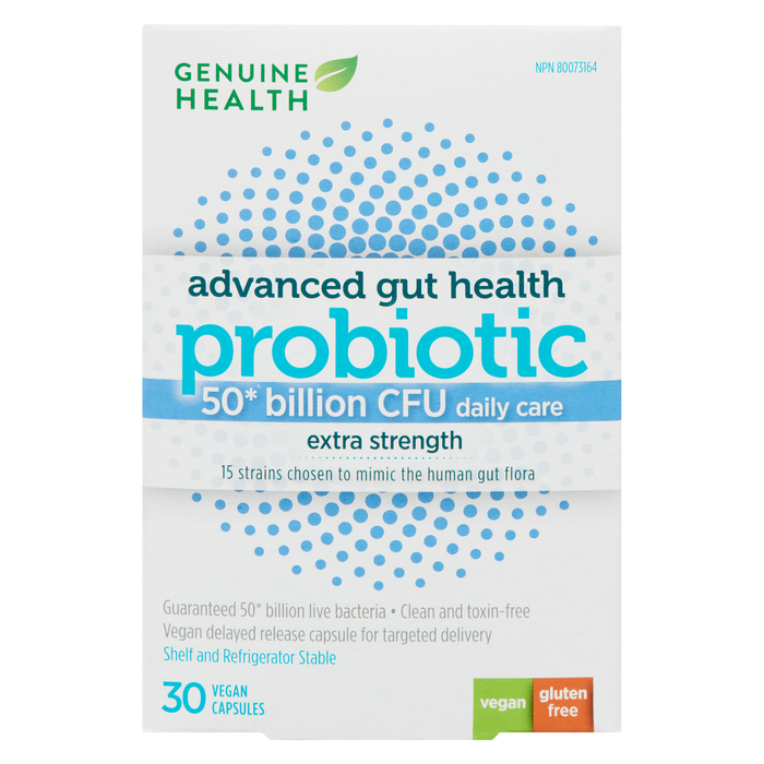 Genuine Health Advanced Gut Health Probiotique Extra Fort 30 Gélules Végétaliennes