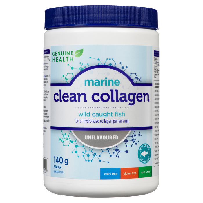 Poudre de collagène marin pur de Genuine Health sans saveur 140 g