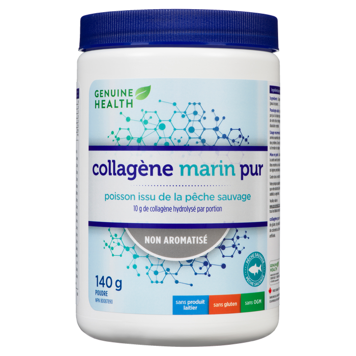 Poudre de collagène marin pur de Genuine Health sans saveur 140 g