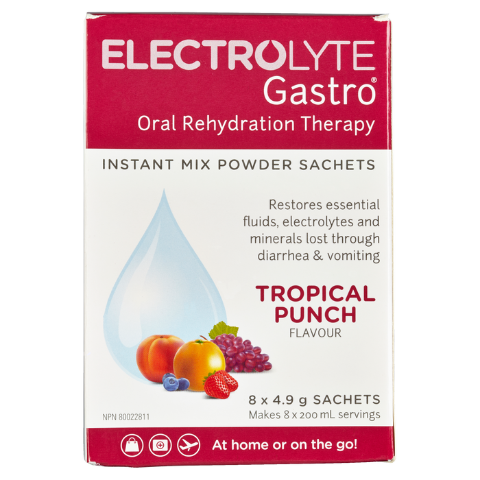 Thérapie de réhydratation orale par électrolytes Gastro Saveur Punch Tropical 8 sachets x 4,9 g