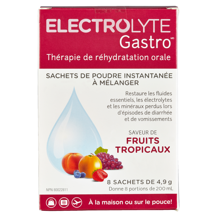 Thérapie de réhydratation orale par électrolytes Gastro Saveur Punch Tropical 8 sachets x 4,9 g