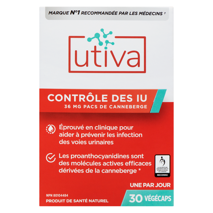 Utiva UTI Control 36 mg PAC à la canneberge 30 gélules végétales
