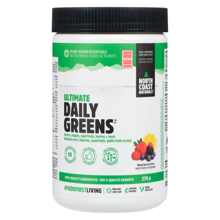 North Coast Naturals Ultimate Daily Greens Mélange de baies et d'agrumes 270 g