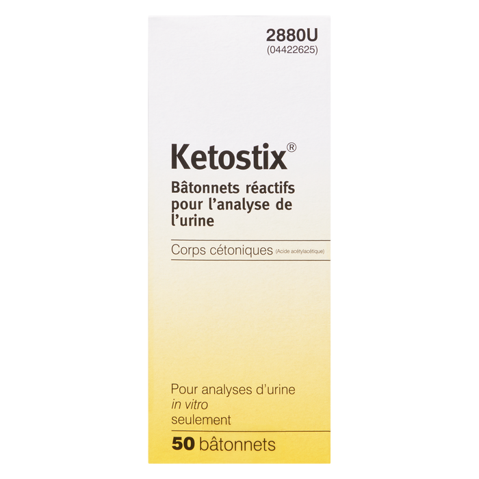 Bandelettes réactives Ketostix pour analyse d'urine 50 bandelettes